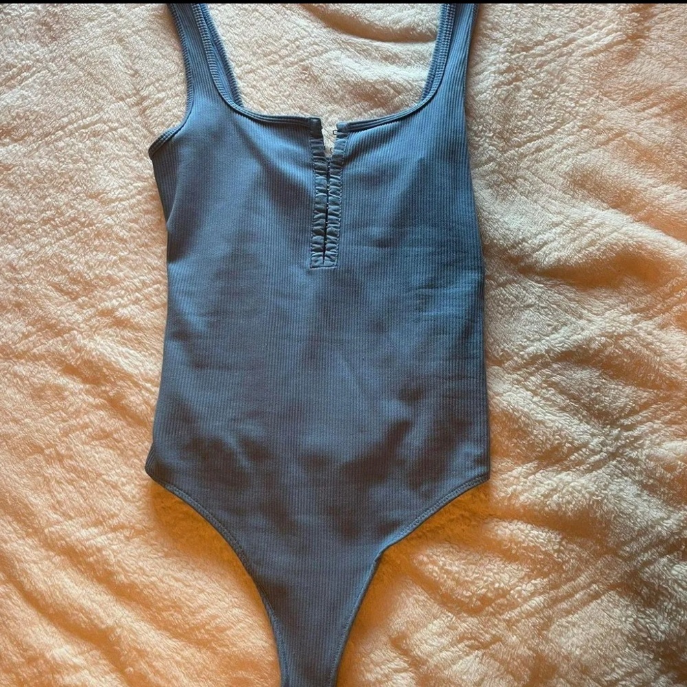 Abercrombie & Fitch Light Blue Ribbed Bodysuit